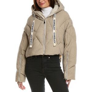 Khrisjoy Womens Khris Rhinestone Crop Puffer Down Jacket, Brown